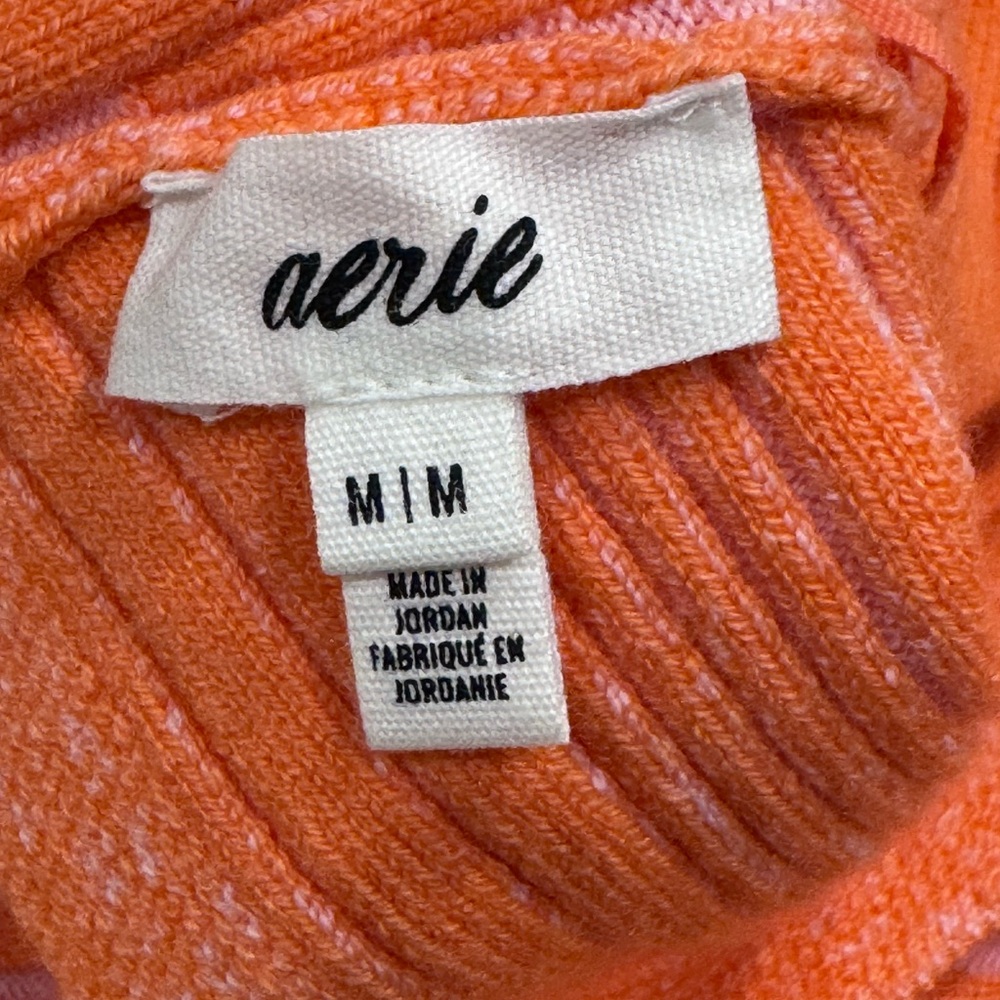 Aerie Reversible Ribbed Cropped Wrap Sweater Top - Orange/Pink - Picture 5 of 7